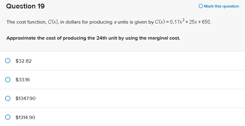 O (-00, 00) O [18, 00) O (- 00, 18]Question 19 0