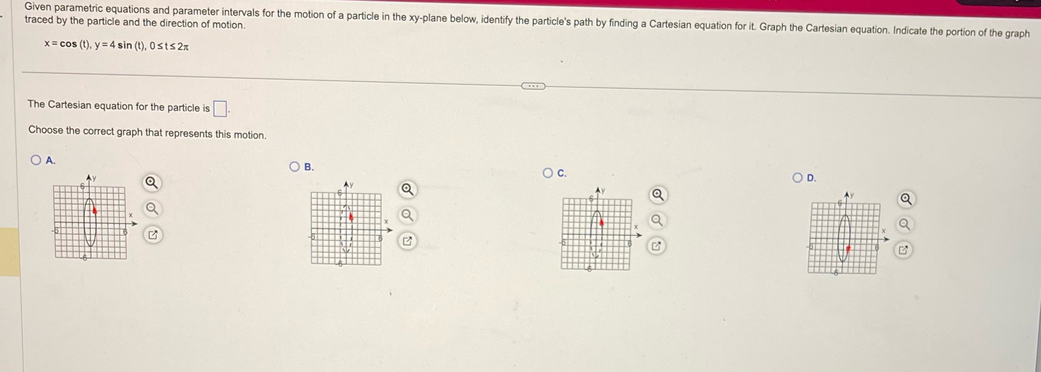 particle in the xy-plane below, identify the particle's path by finding a