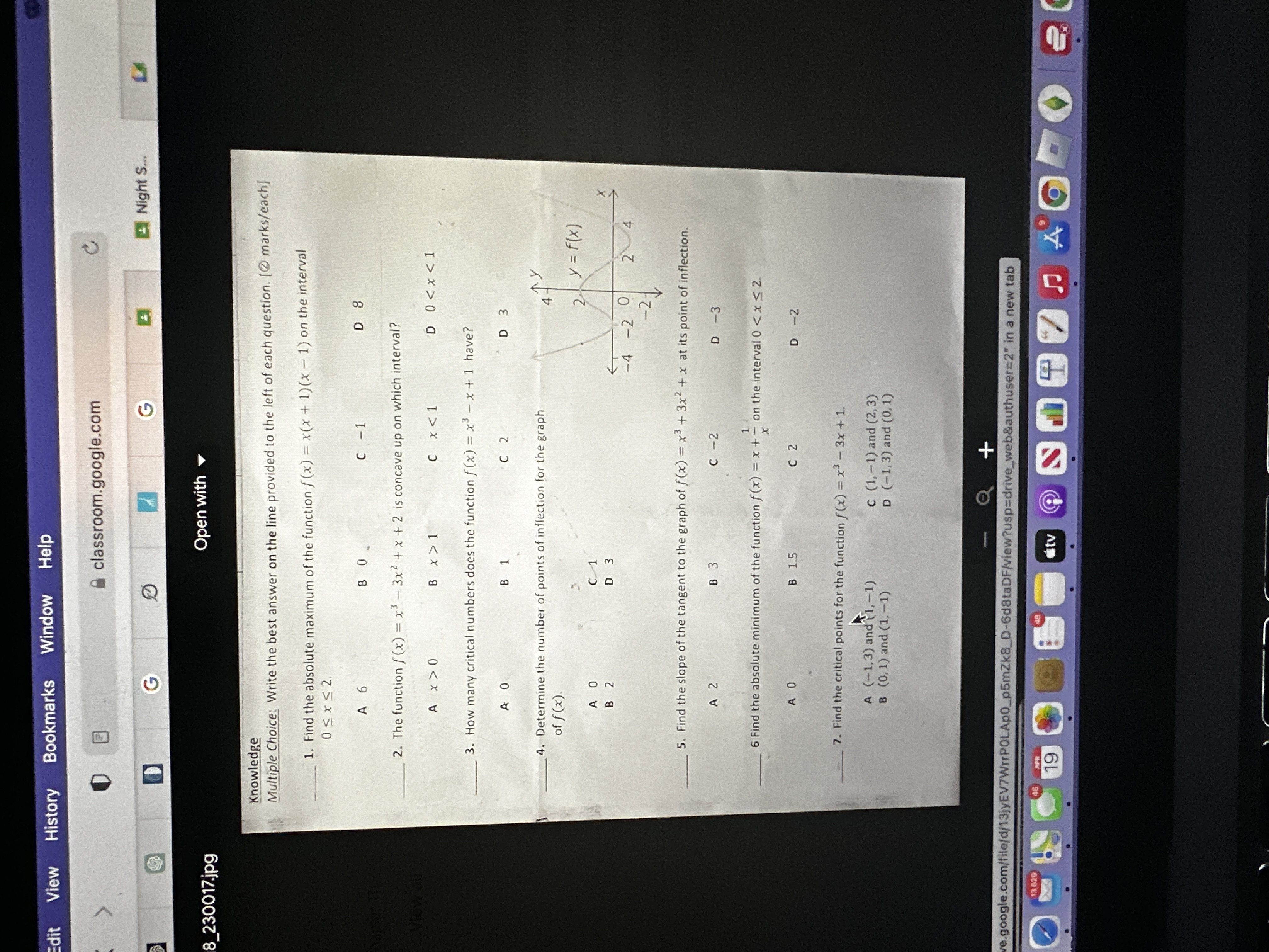 Edit View History Bookmarks Window Help D classroom.google.com C D G