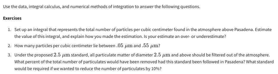 2-4 Use the data, integral calculus, and numerical methods of integration