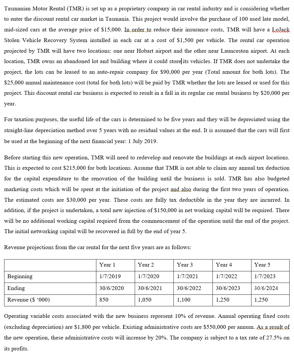 car rental industry and is considering whether to enter the discount rental