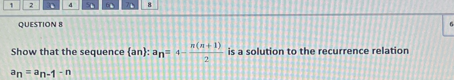 {an}: an= 4- n (n + 1) is a solution to the