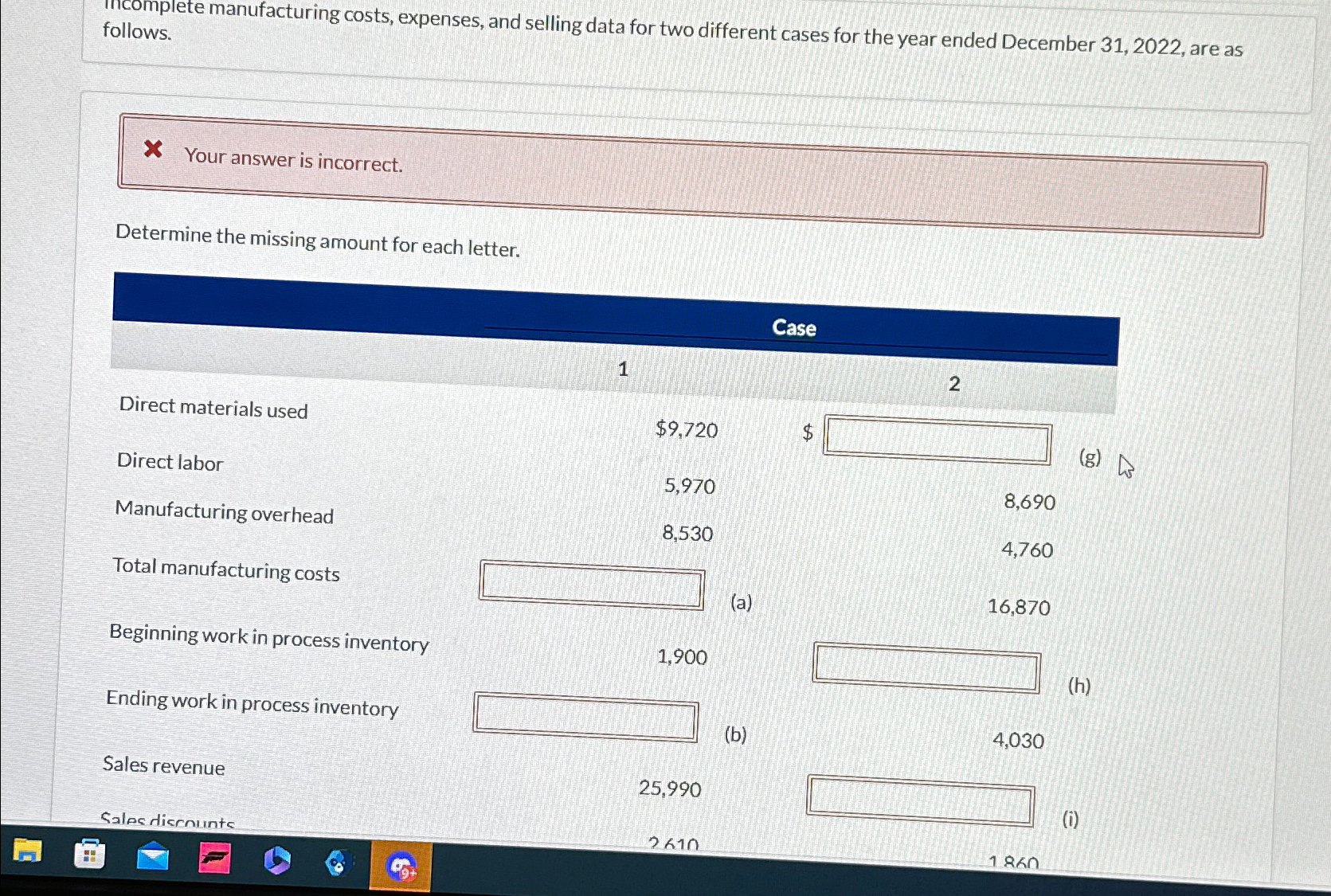 p e e manufacturing costs, expenses, and selling data fortwo different cases