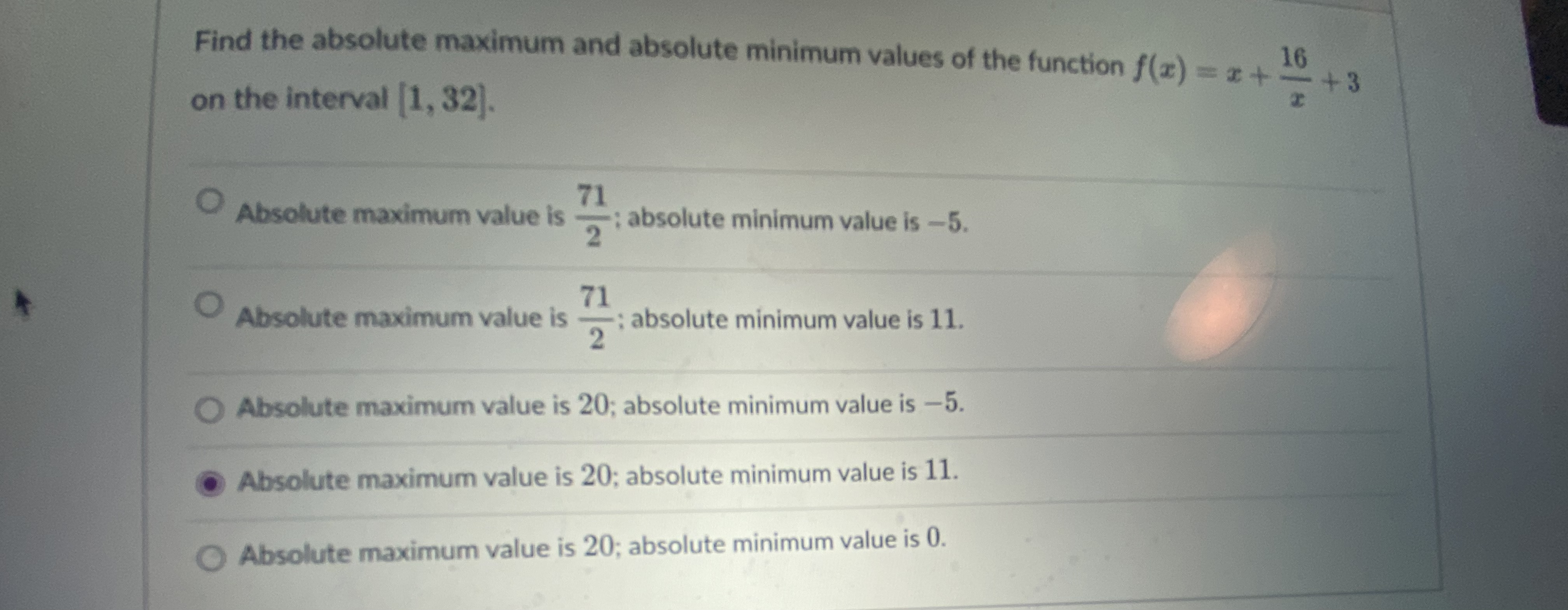 Find the absolute maximum and absolute minimum values of the function