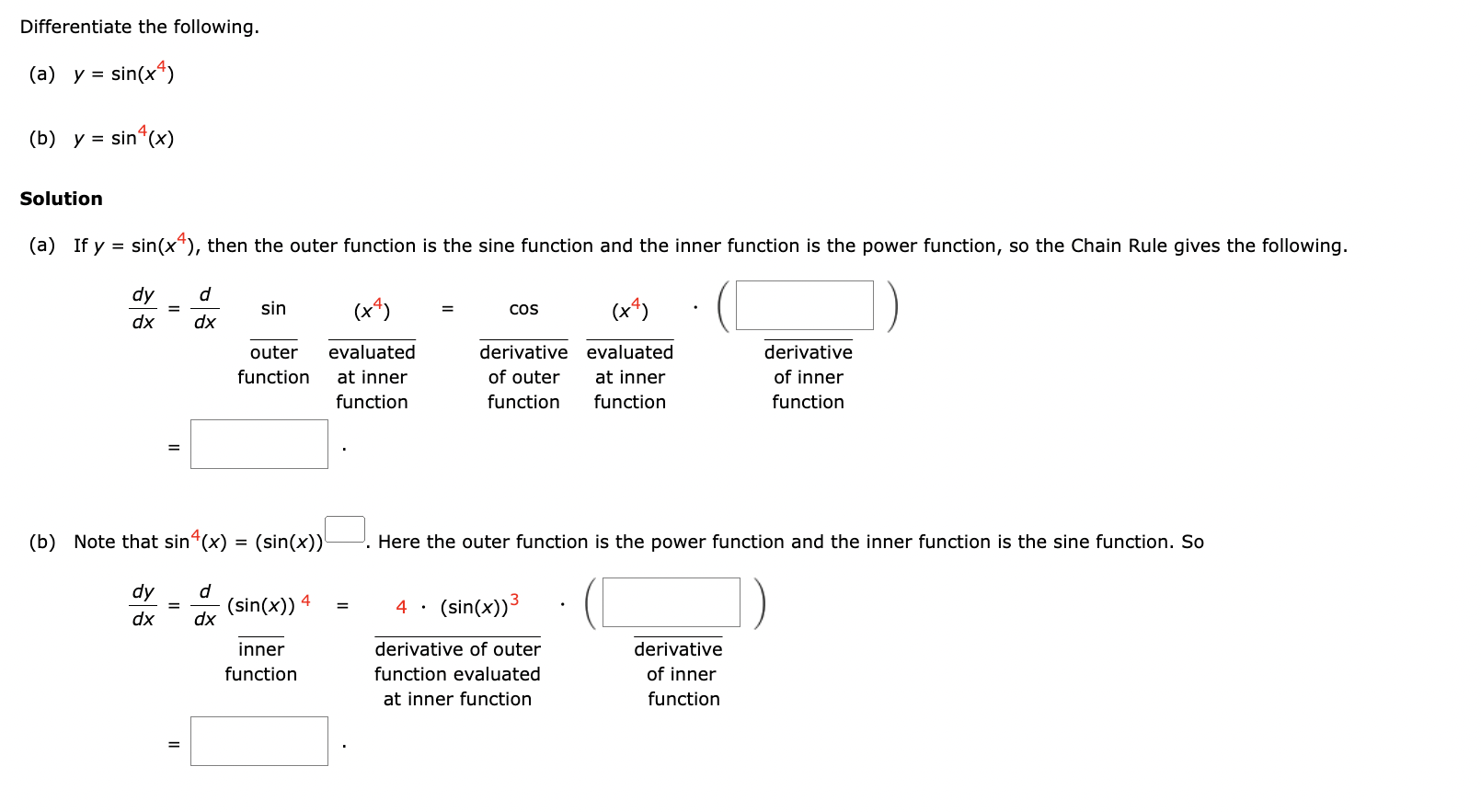 x4) ( x4) outer evaluated derivative evaluated derivative function at inner of