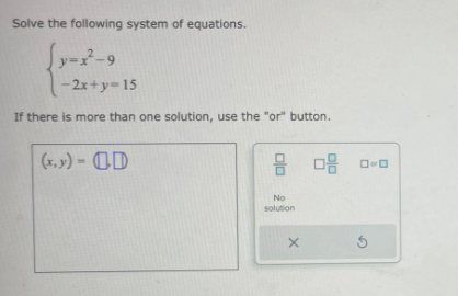 check answer before submitting. Solve the following system of equations. V= I