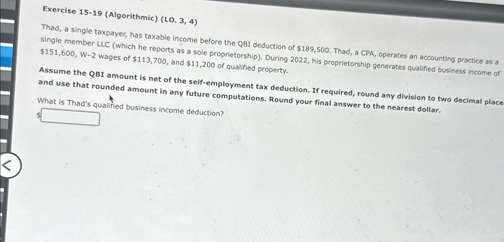 QBI deduction of $189,500. Thad, a CPA, operates an accounting practice as