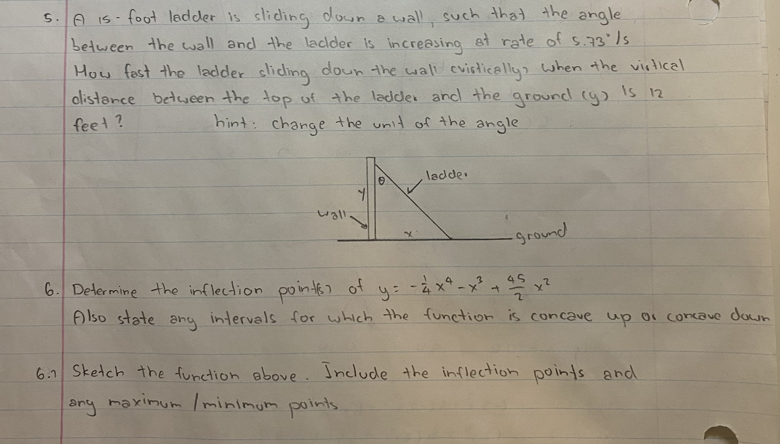 5 . A Is - foot ladder is sliding down a