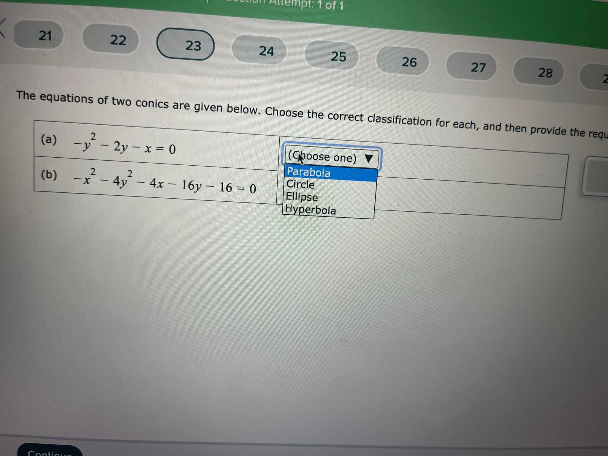 (a) 2 - 2y- x =0 (Choose one) X (b) -x -