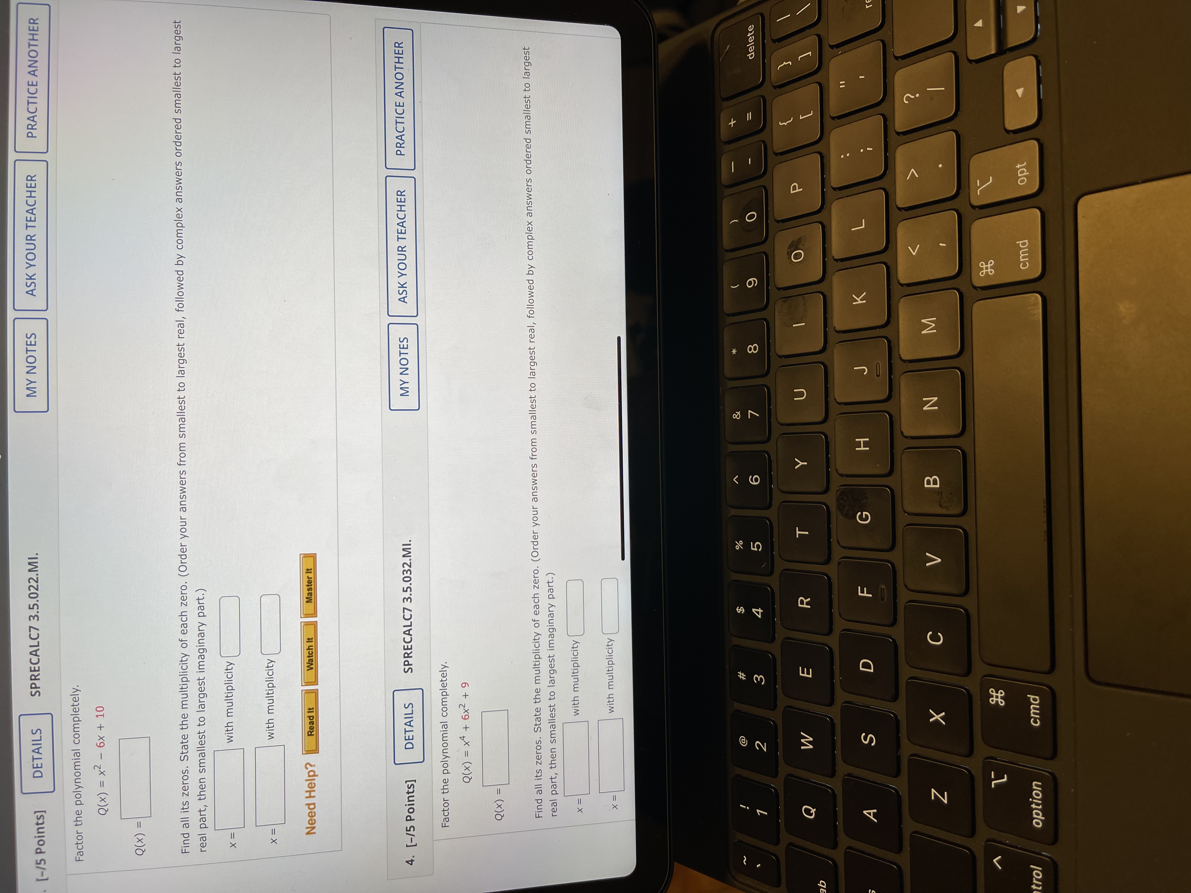 DETAILS SPRECALC7 3.5.014.MI. MY NOTES ASK YOUR TEACHER PRACTICE ANOTH A polynomial