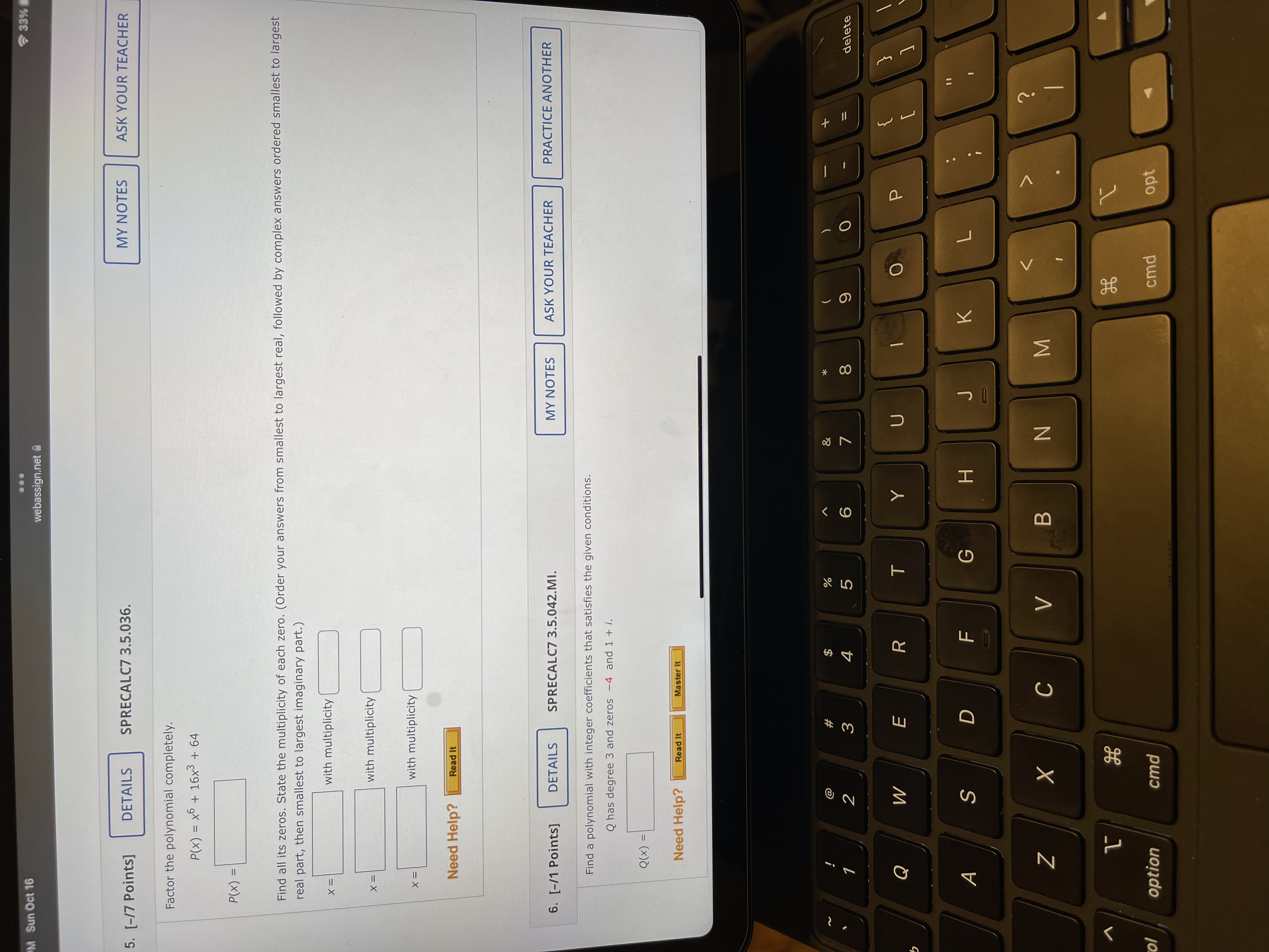 zeros of P, real and complex. (Enter your answers as a comma-separated