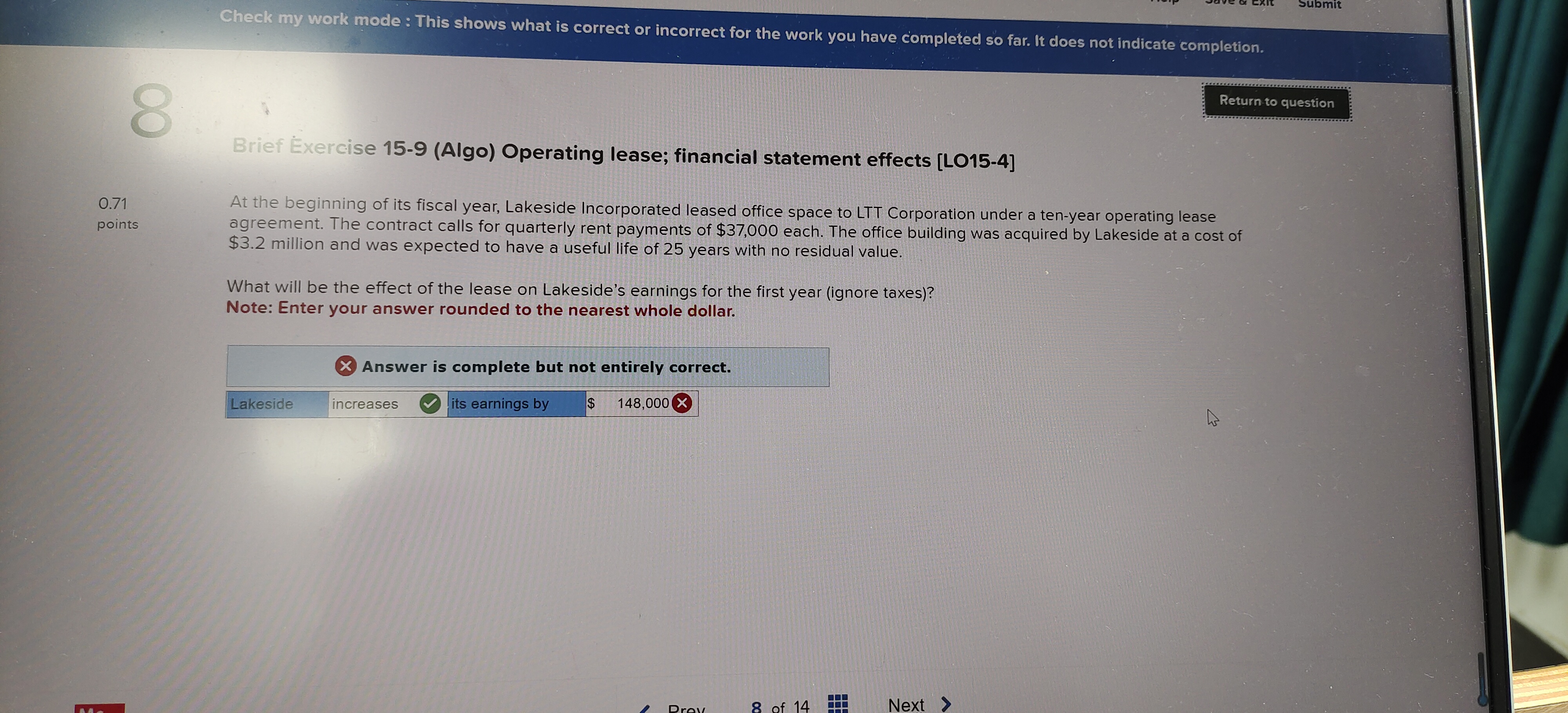  Brief Exercise 15-9(Algo) Operating lease; financial statement effects [LO15-4] At the