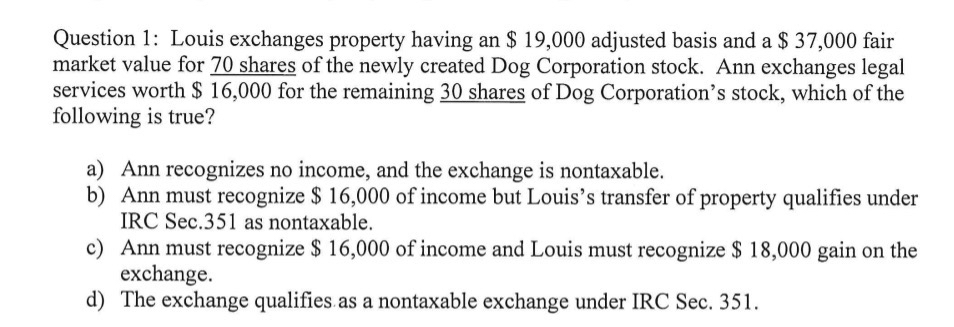 a $37,000 fair market value for 70 shares of the newly created
