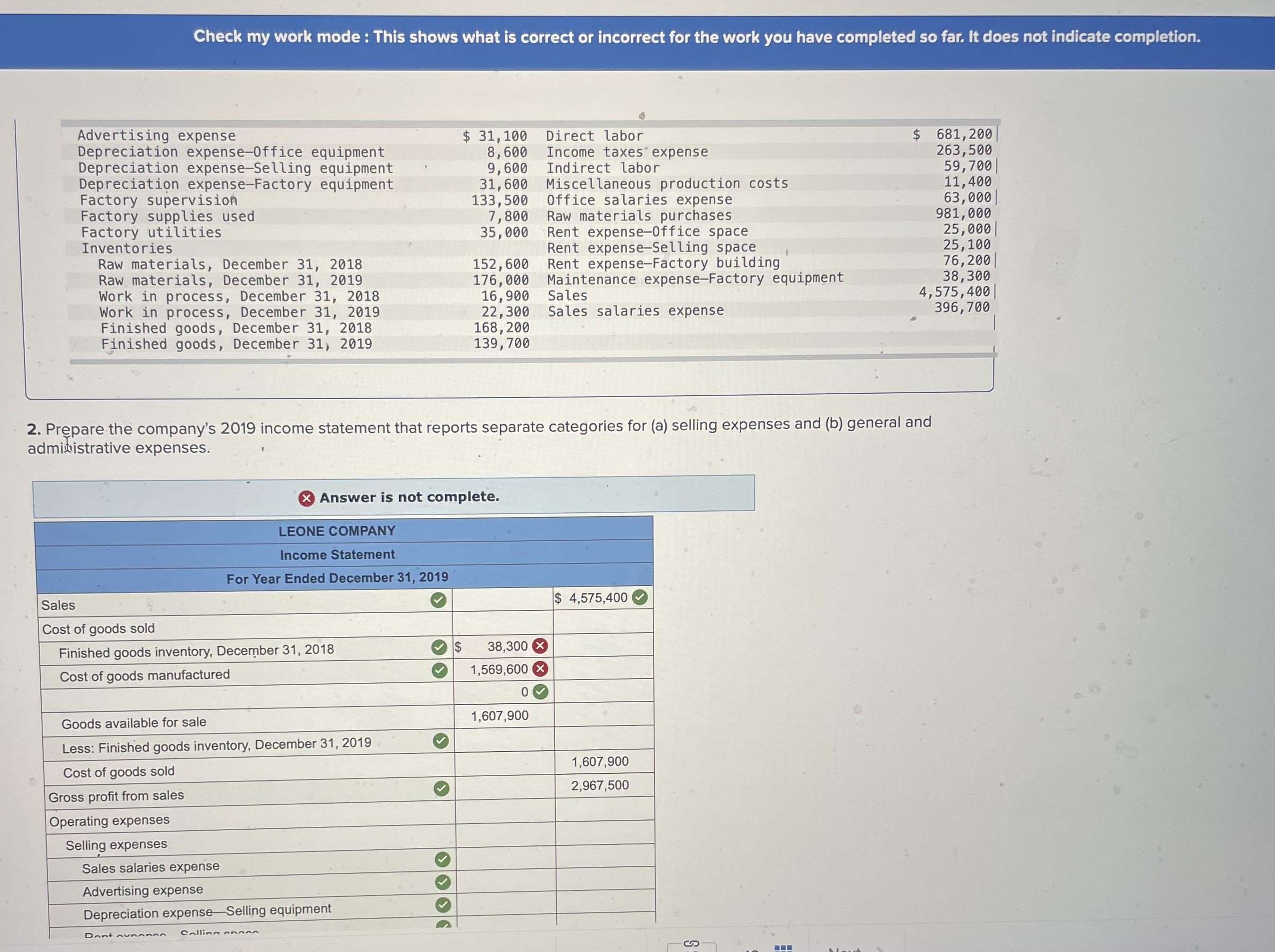  Check my work mode : This shows what is correct or