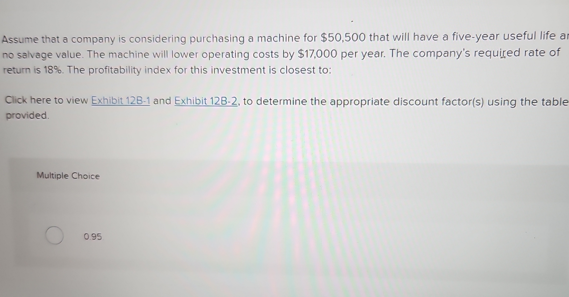  Assume that a company is considering purchasing a machine for $50,500