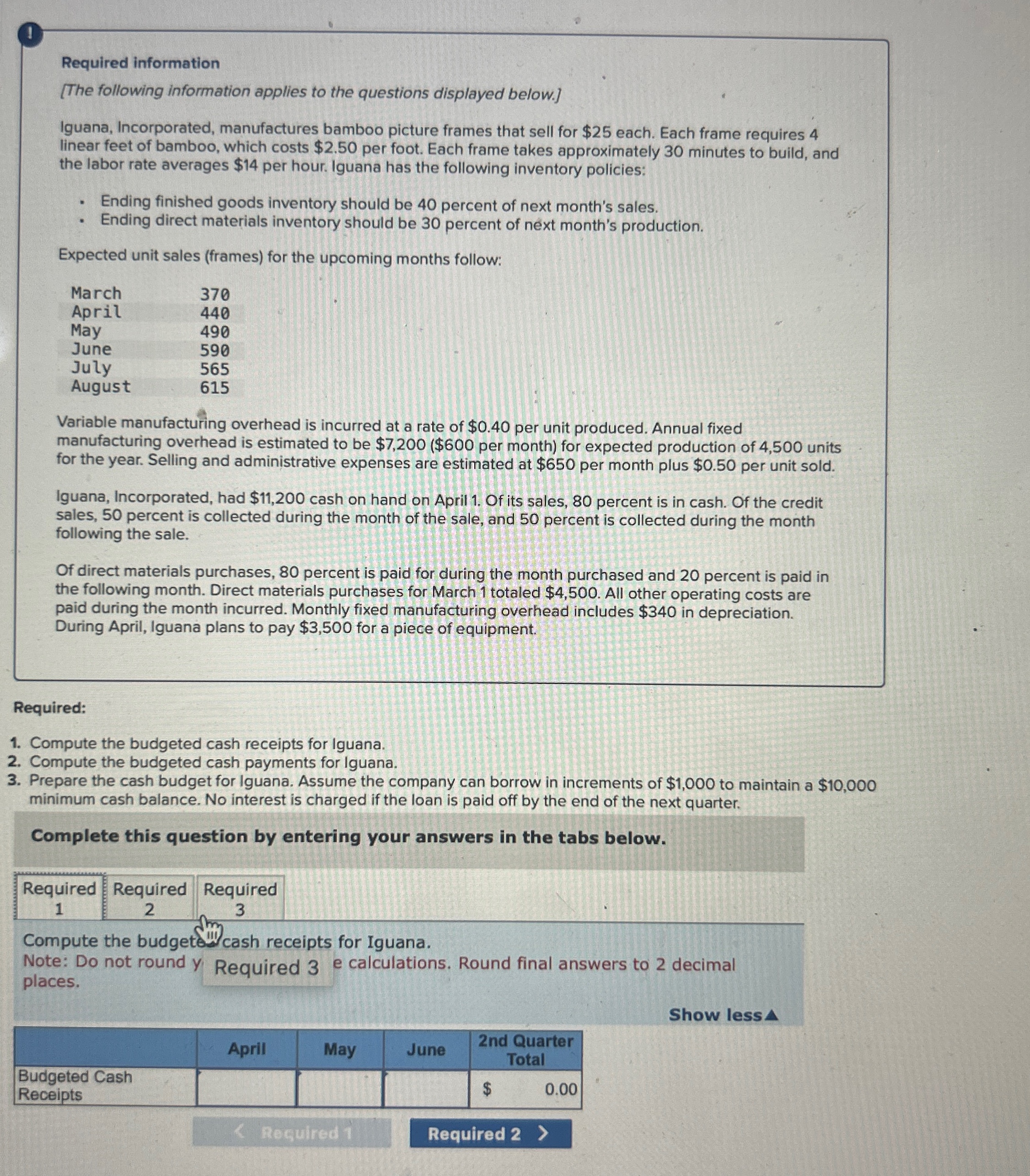 (1) Required information [The following information applies to the questions displayed