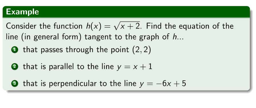 line to the graph of g at a : 1 in slope