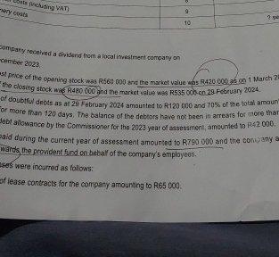 2023 The closing stbek war R480600 ind the market value Was R535000-en