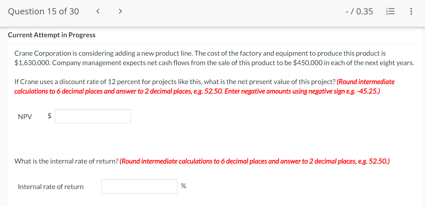  Crane Corporation is considering adding a new product line. The cost