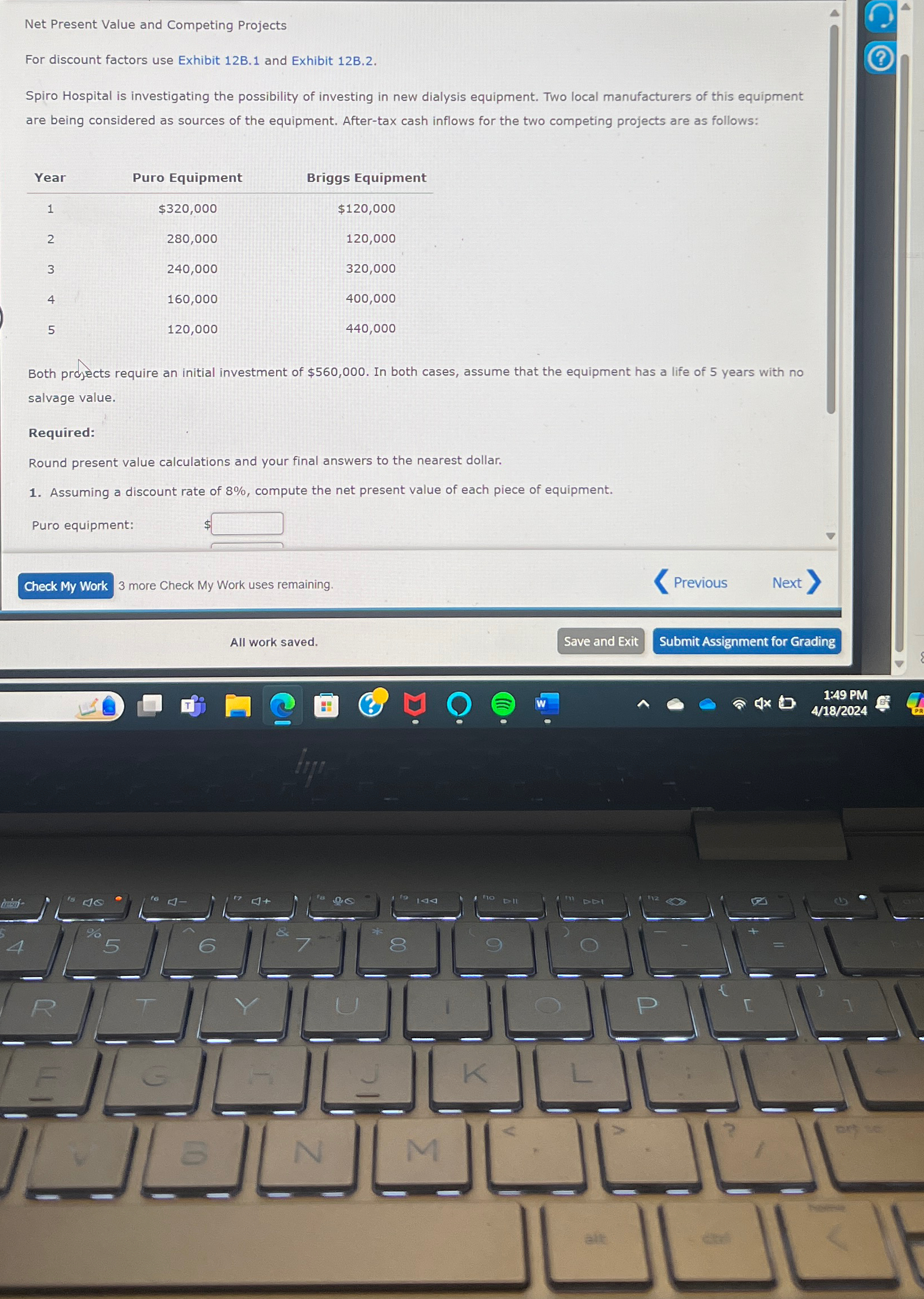 12B.1 and Exhibit 12B.2. Spiro Hospital is investigating the possibility of investing