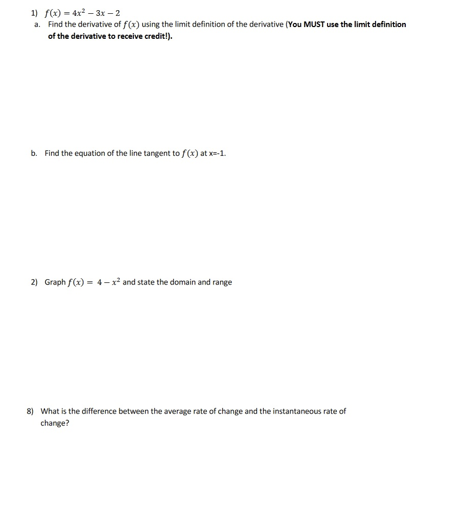  4 easy math questions please show work and make sure to