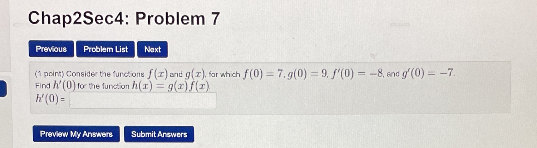 functions f ( ) and g(x), for which f (0) = 7,