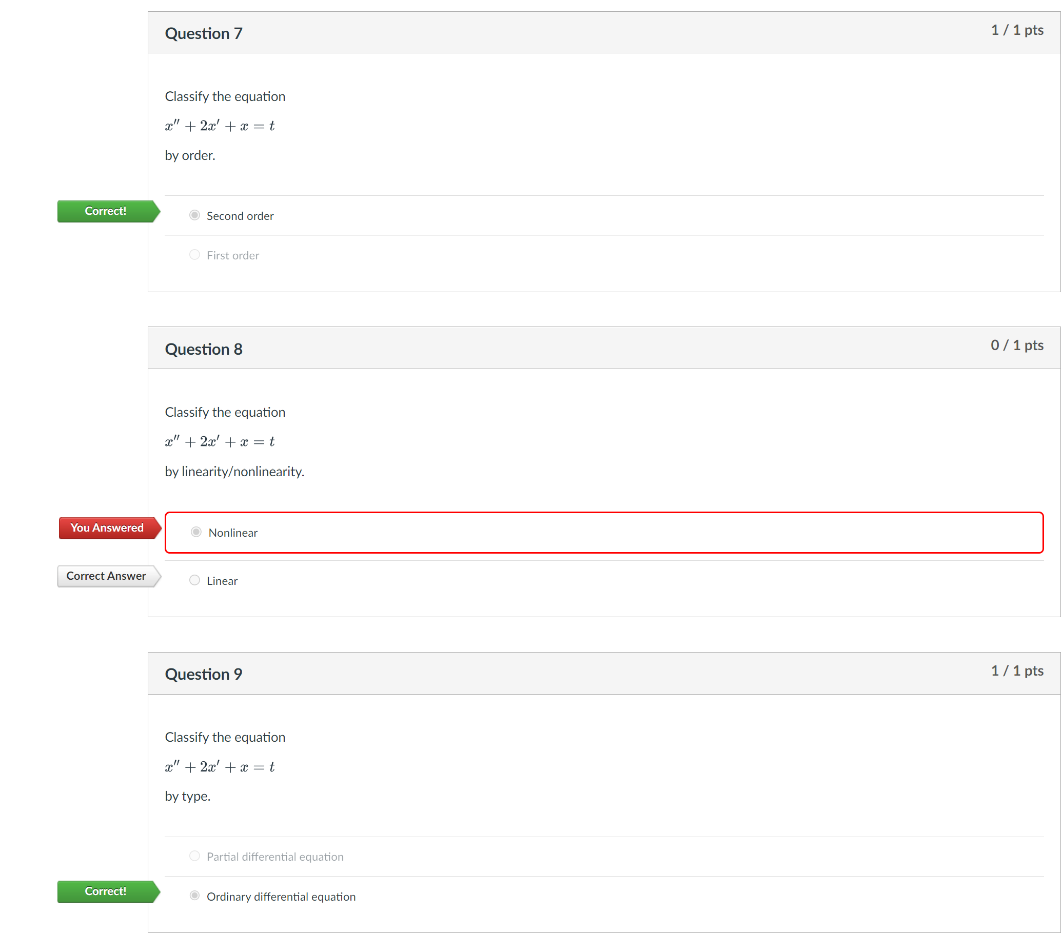 = 005(32) 1 by order. First order Second order Question 11 0