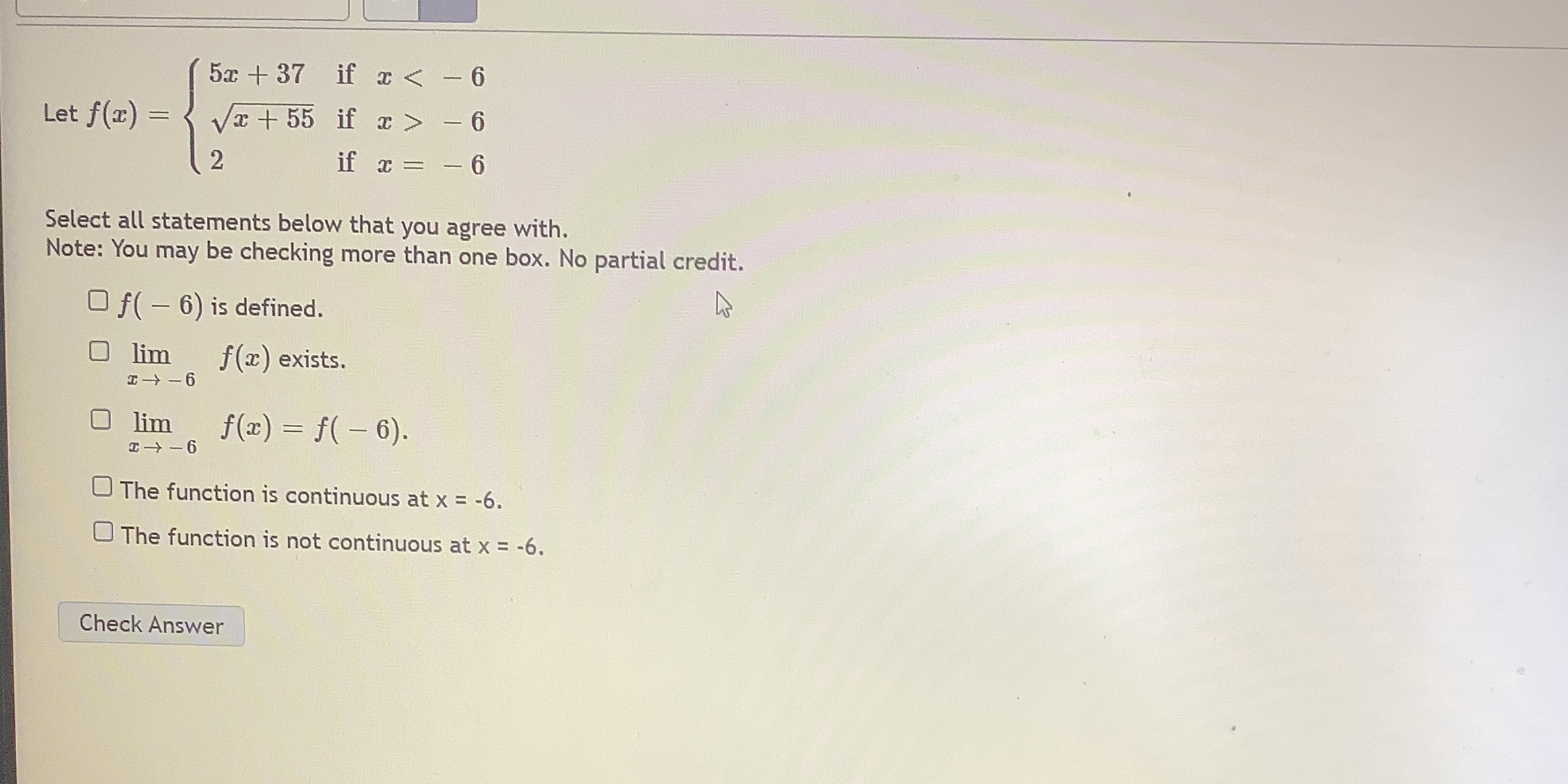  5x +37 if a - 6 if x = - 6