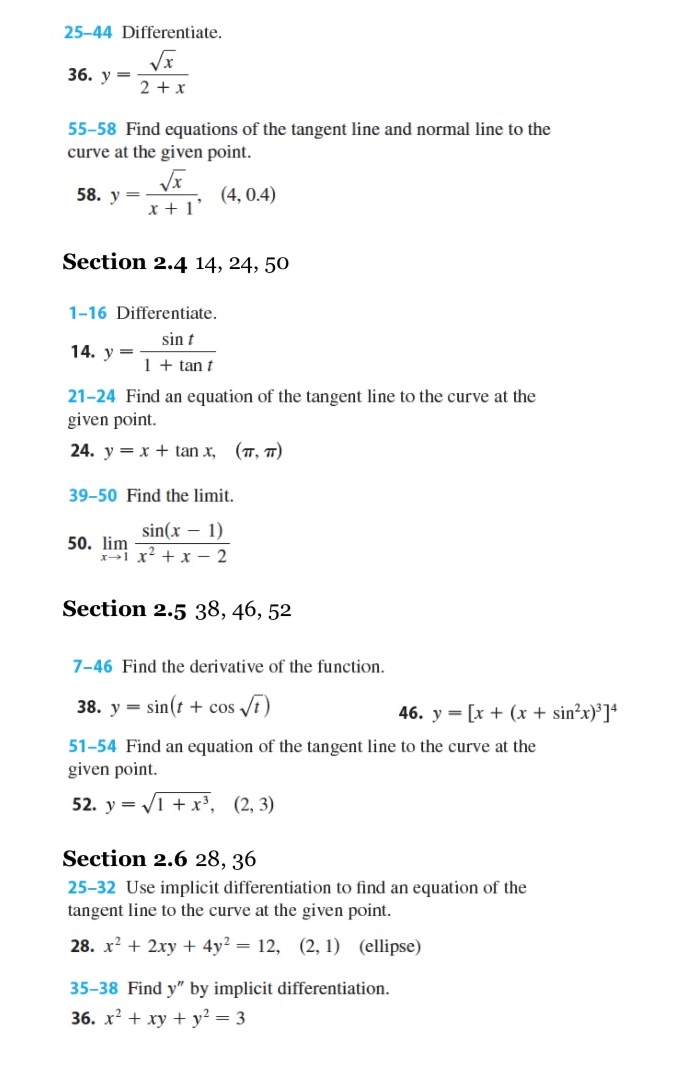 Find equations of the tangent line and normal line to the curve