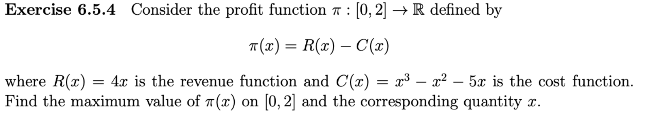 R defined by T (x) = R(x) - C(x) where R(x) =