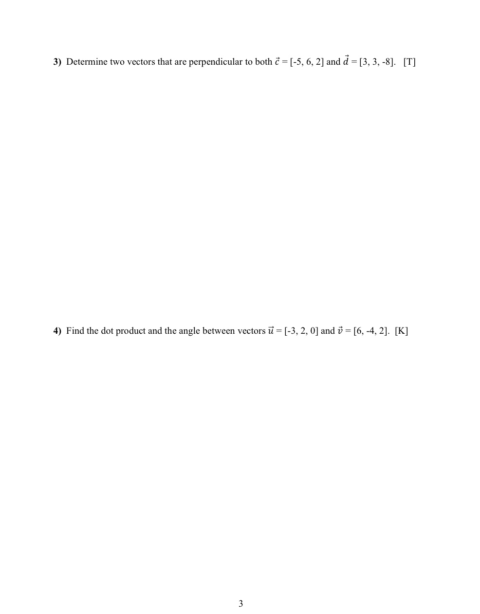 [2, 7]. Evaluate u . v and determine the angle between the