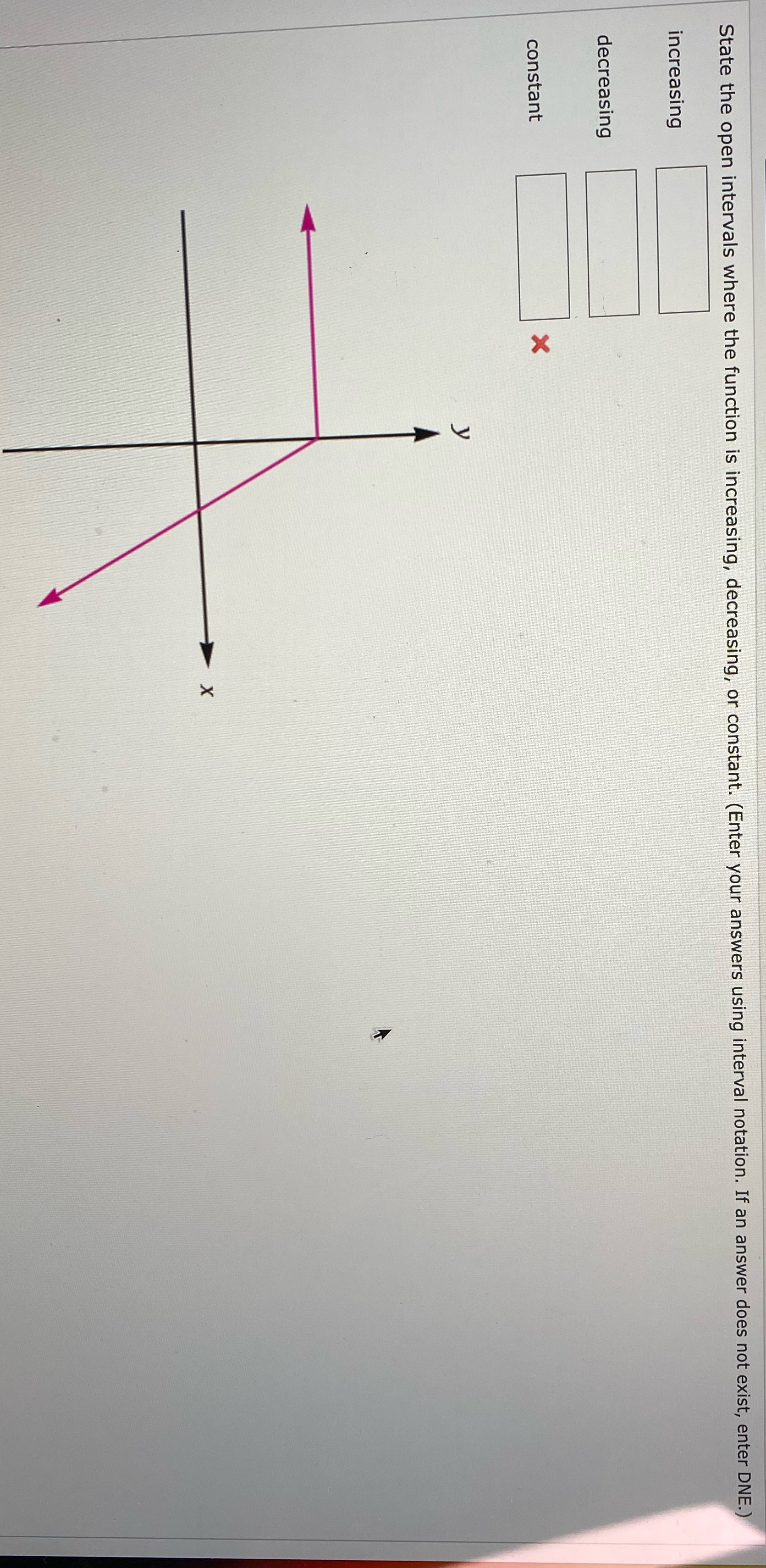 constant. (Enter your answers using interval notation. If an answer does not