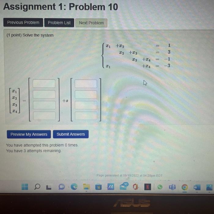  Assignment 1: Problem 10 Previous Problem Problem List Next Problem (1
