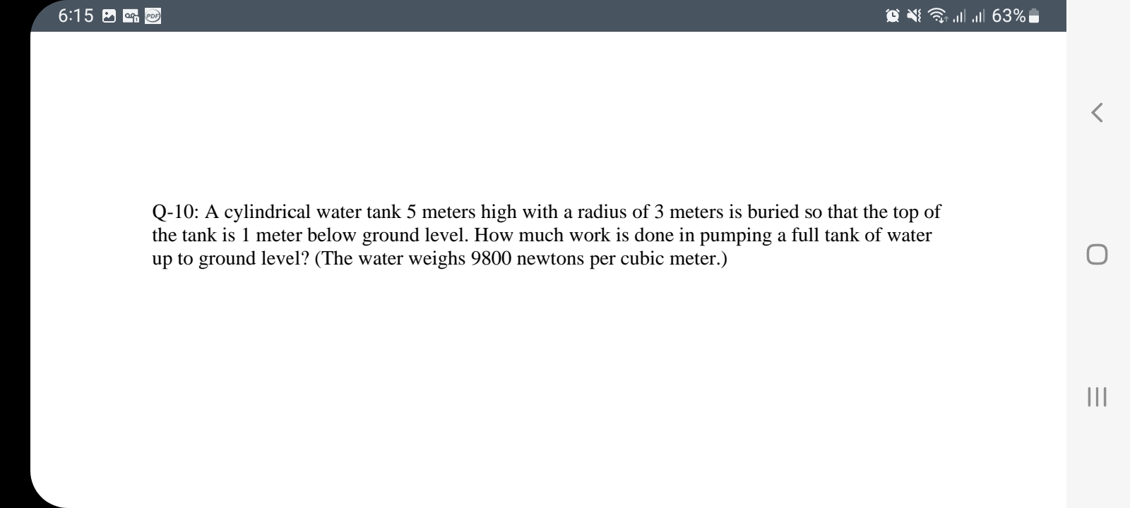 B E\"... '9' NE a?\" .II 63%- Q-4: Find the volume of