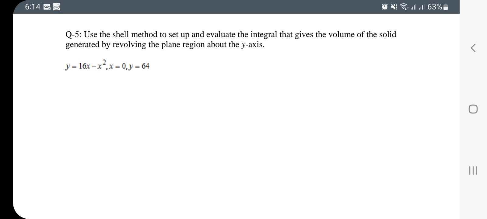 of the solid generated by revolving the region bounded by the graphs