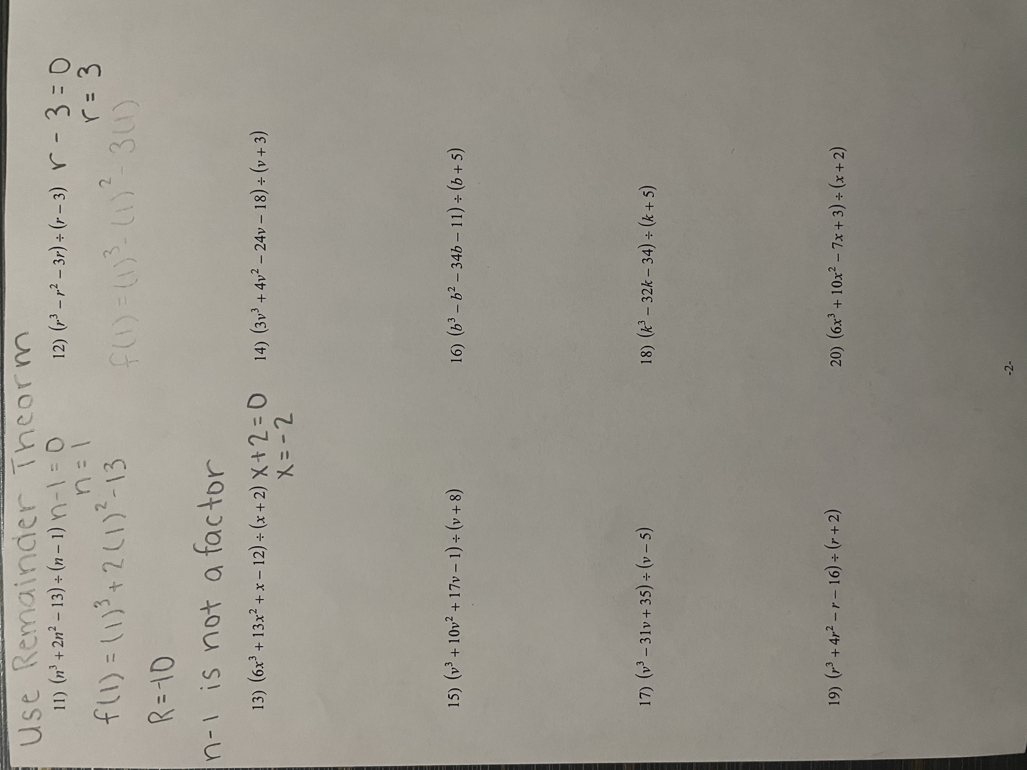  Use Remainder Theorm 11 ) ( 13 + 2n2 - 13