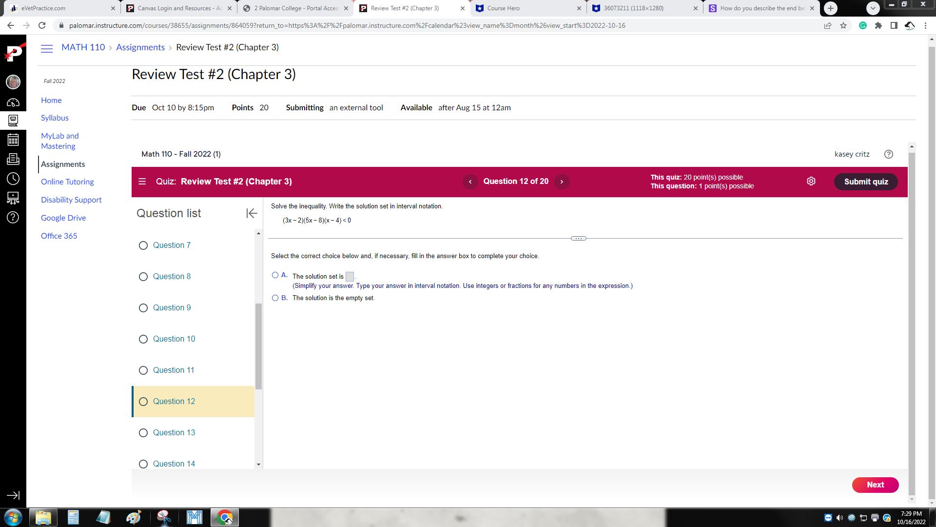 2 Palomar College - Portal Acces X P Review Test #2 (Chapter