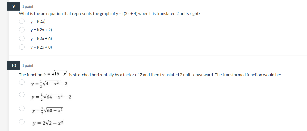 I6- x2 is stretched horizontally by a factor of 2 and then
