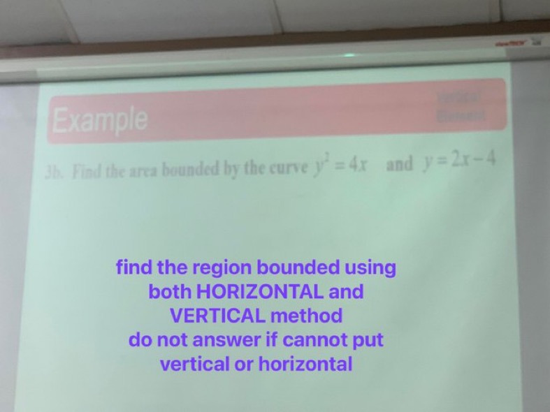 4x and y = 2x -4 find the region bounded using both