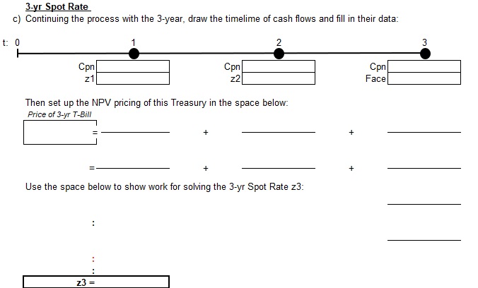 the blanks and show work: Derive Spot Rates using the method of