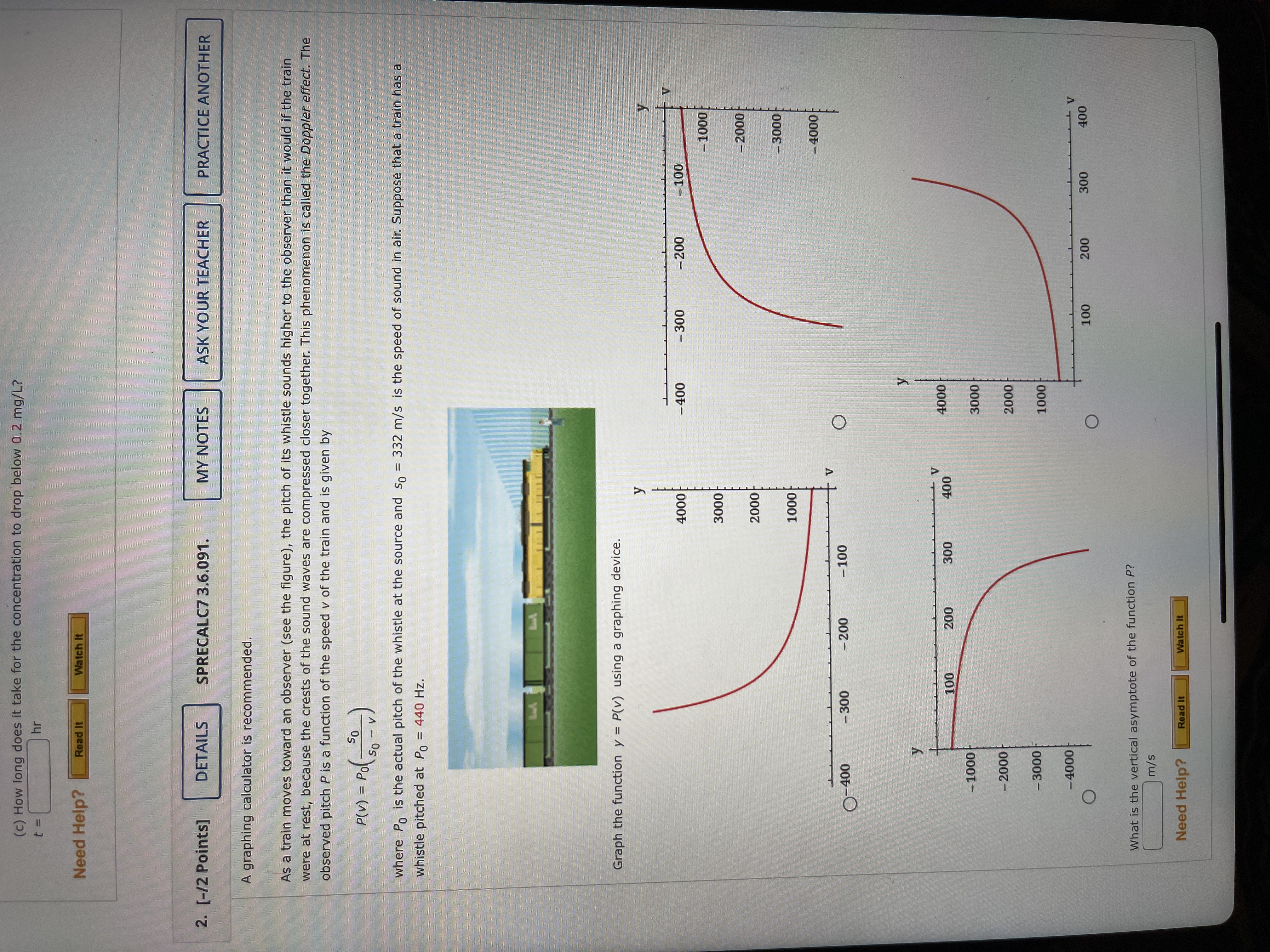 SPRECALC73.6.089. MY NOTES A graphing calculator is recommended. giving the drug) the