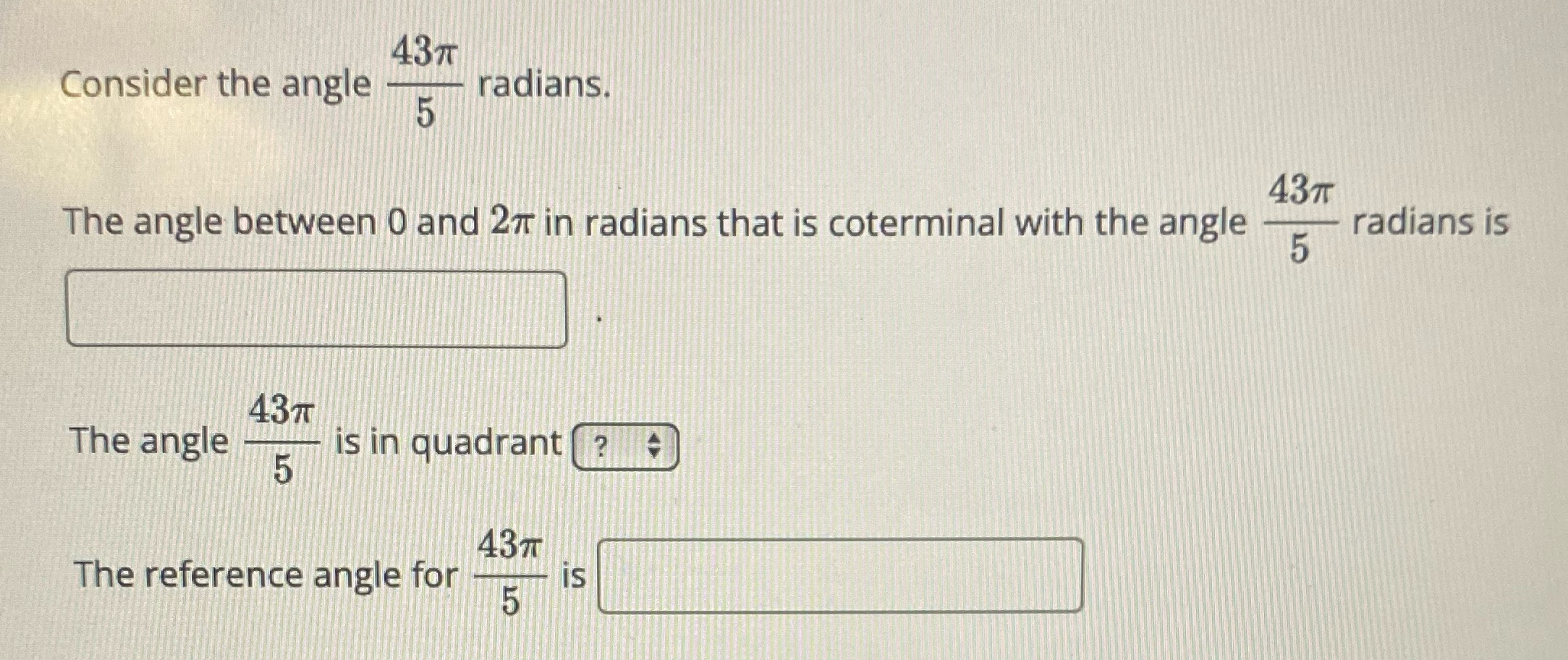 27 in radians that is coterminal with the angle 15 radians is