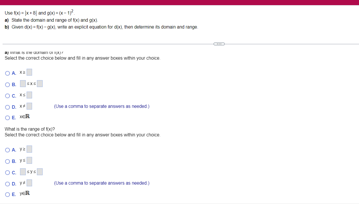  Use rm 2 |x+ 8| and 9002 (x 112. a] State