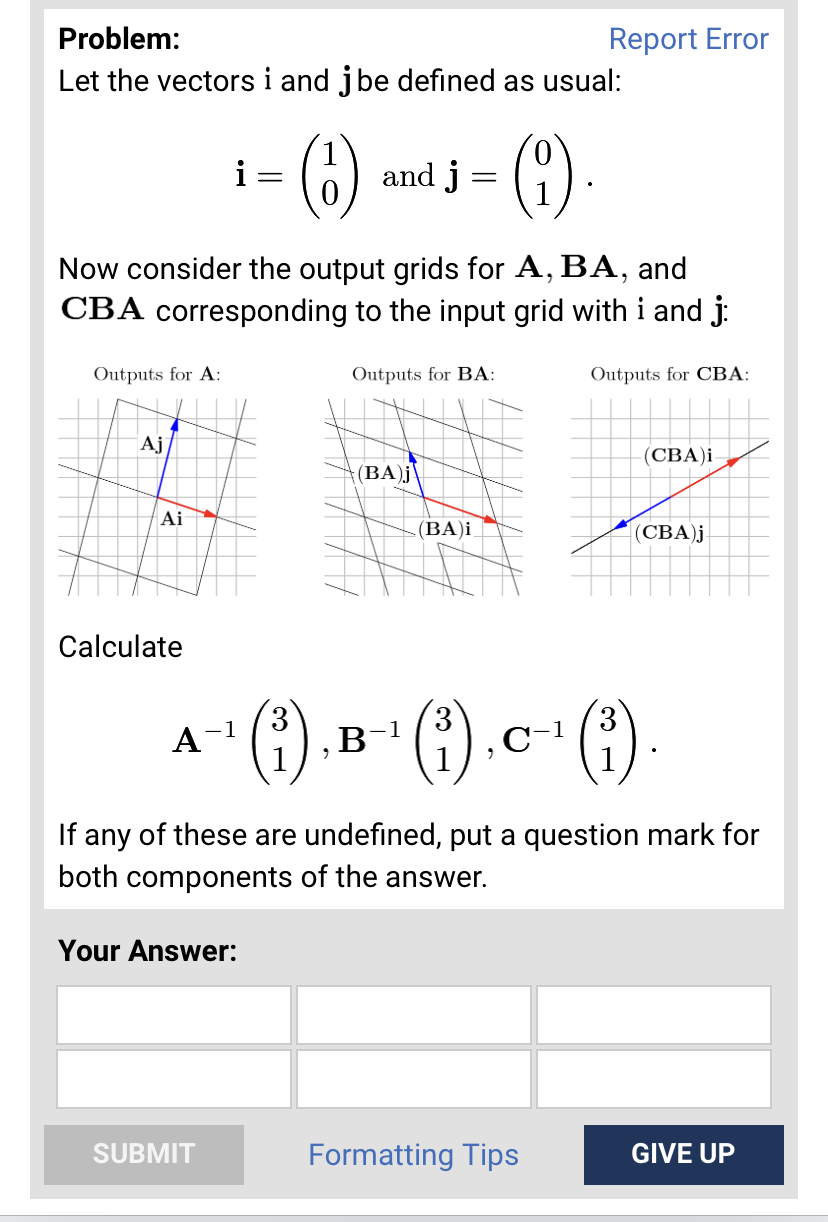  Problem: Report Error Let the vectors i and j be defined