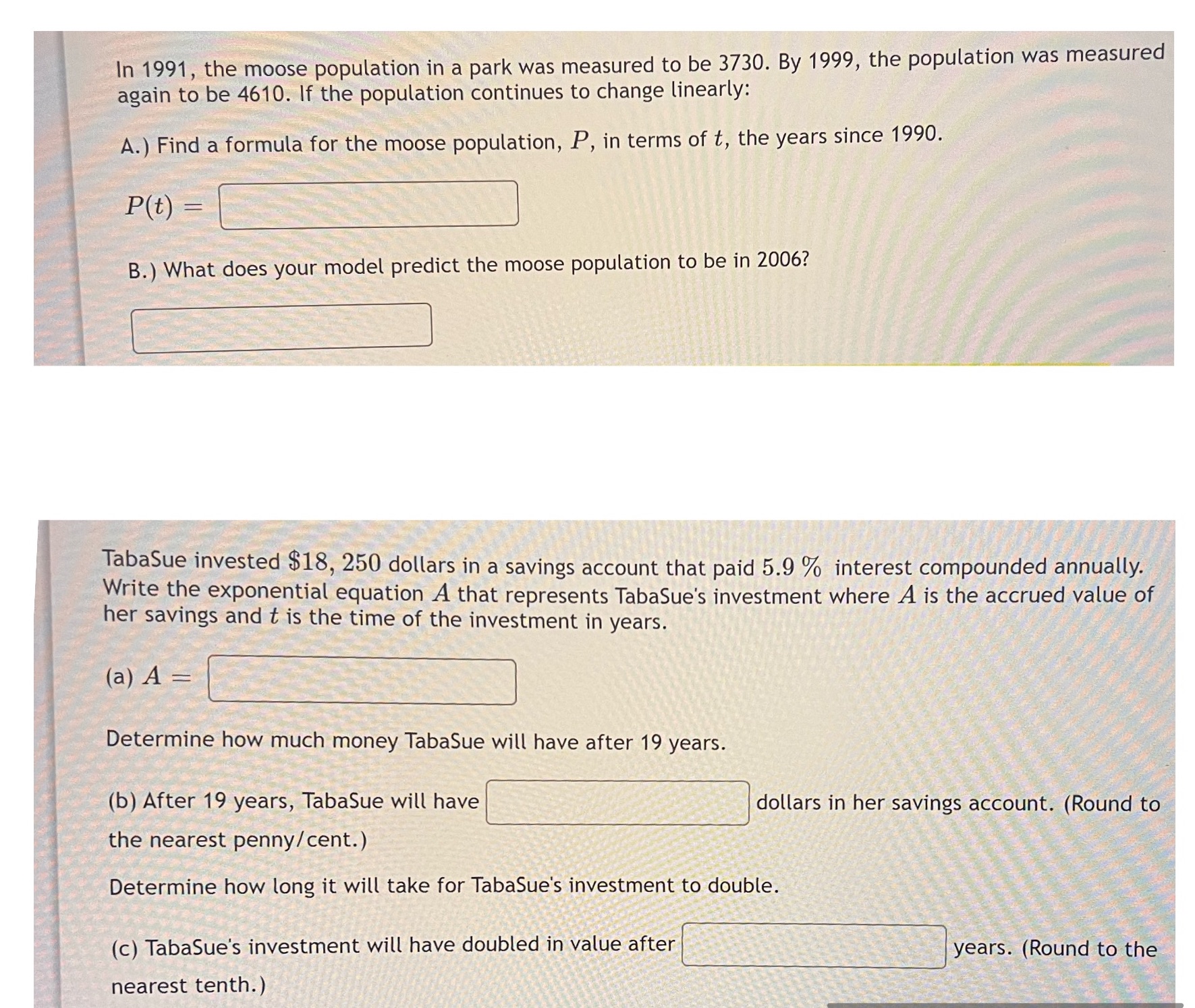 Hello, please show all work. Thank you for the help. In