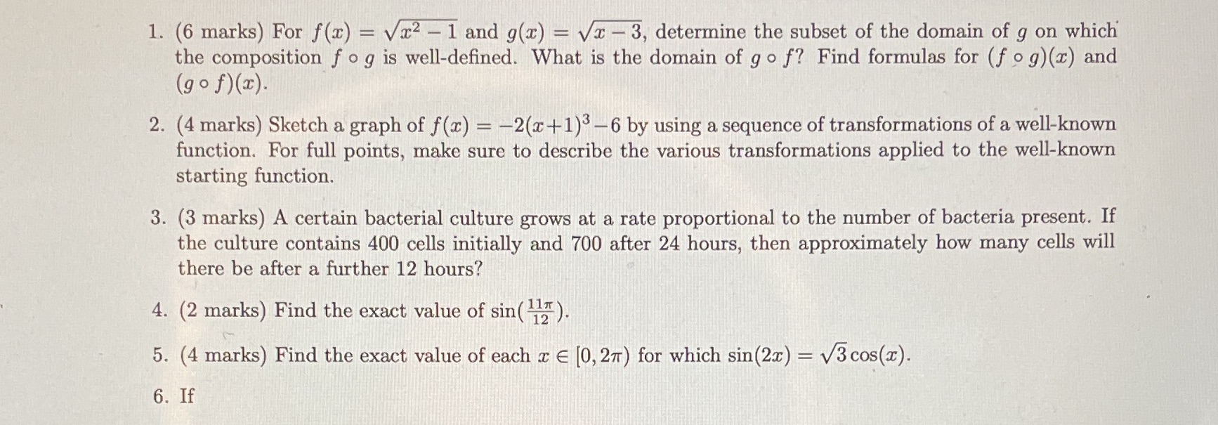 For f(x) = vx2 -1 and g(x) = VI -3, determine the