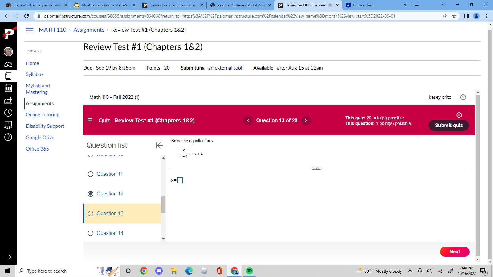 P Canvas Login and Resources X Palomar College - Portal Acce X