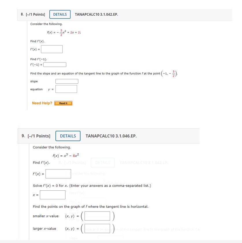 8. [-11 Points] DETAILS Consider the following. TANAPCALCIO 3.1.04ZEP. _2_x2 2; Find