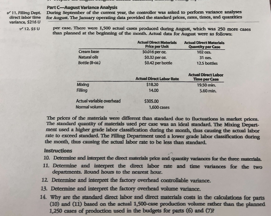 Analysis During September of the current year, the controller was asked to
