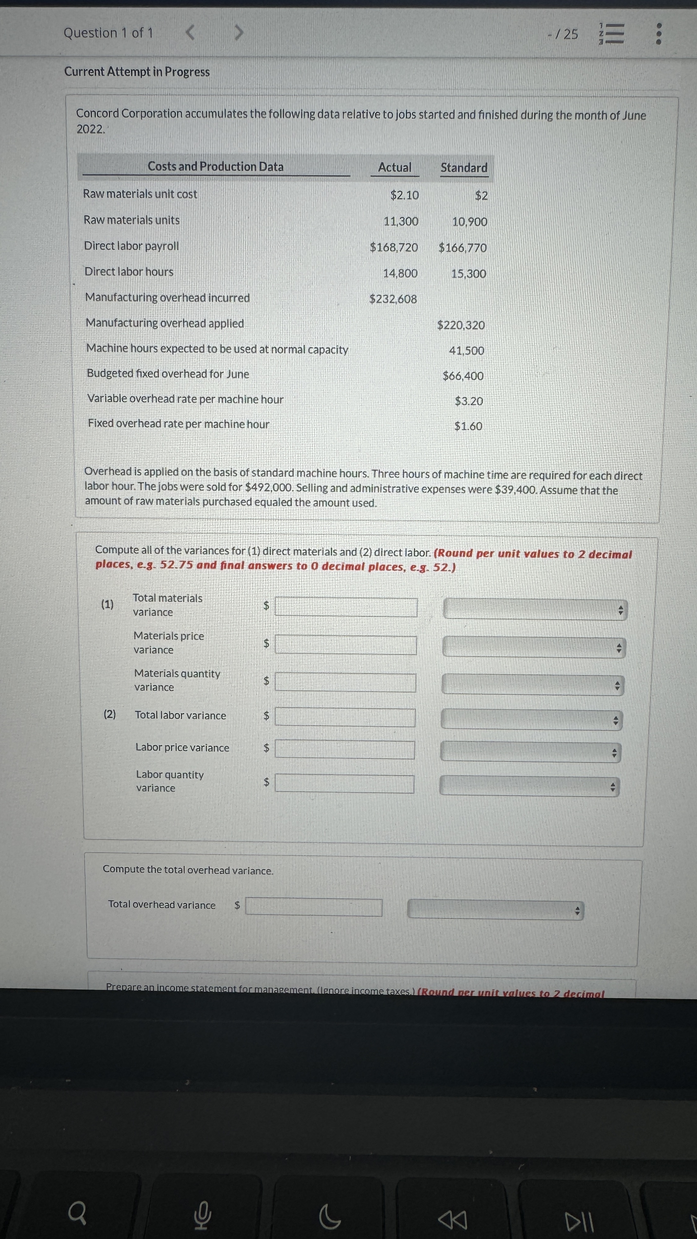 accumulates the following data relative to jobs started and finished during the